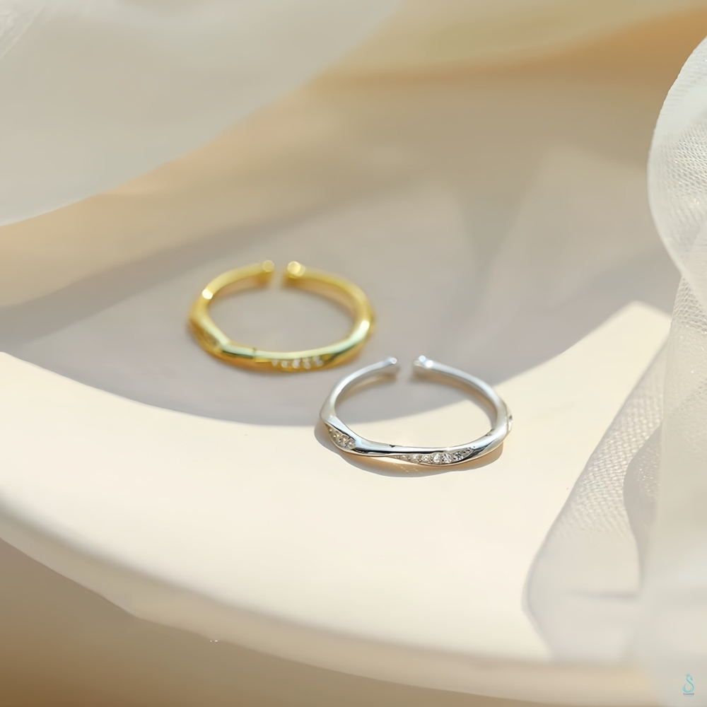 SUMMER 銀飾💫［925純銀］<心動軌跡>微鑲鑽戒 純銀戒指 純銀飾品-細節圖5