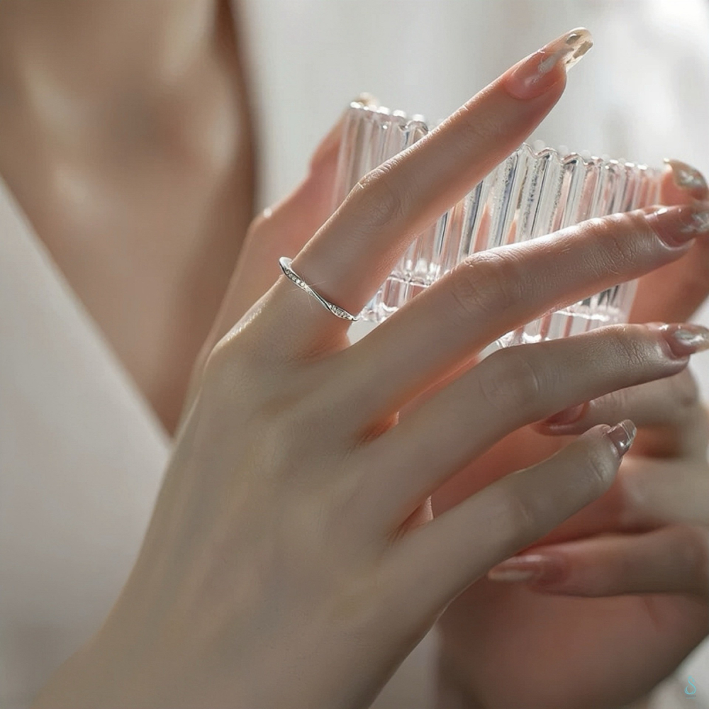 SUMMER 銀飾💫［925純銀］<心動軌跡>微鑲鑽戒 純銀戒指 純銀飾品-細節圖8