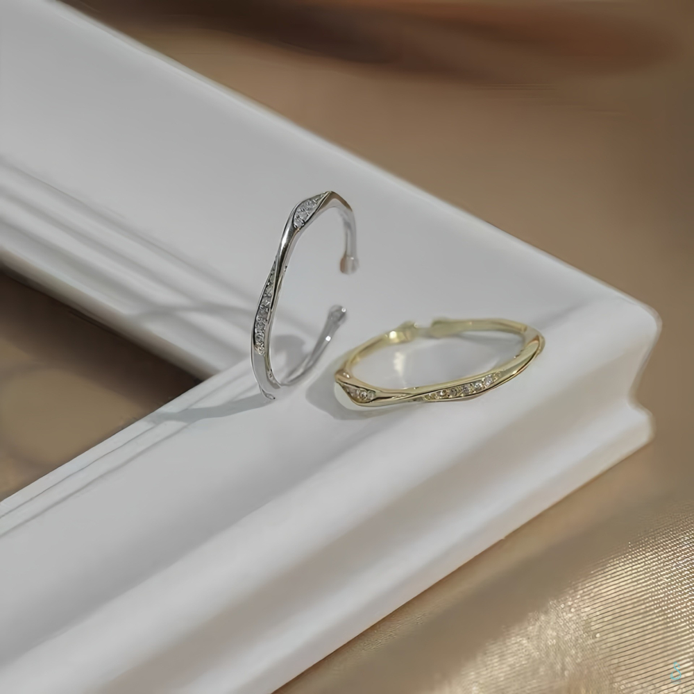 SUMMER 銀飾💫［925純銀］<心動軌跡>微鑲鑽戒 純銀戒指 純銀飾品-細節圖9