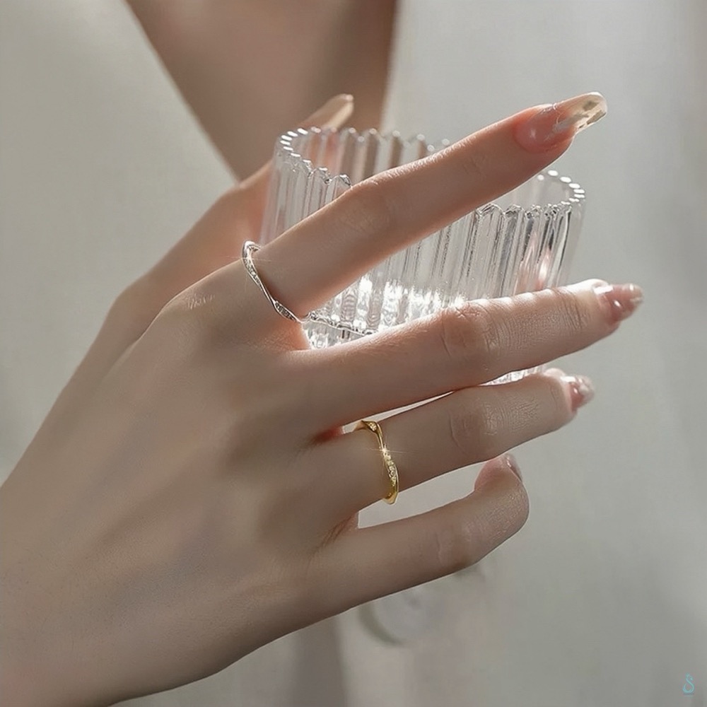 SUMMER 銀飾💫［925純銀］<心動軌跡>微鑲鑽戒 純銀戒指 純銀飾品-細節圖3