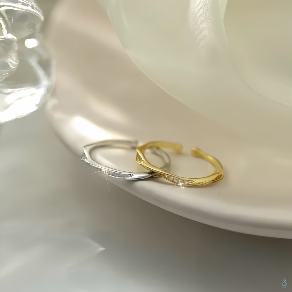 SUMMER 銀飾💫［925純銀］<心動軌跡>微鑲鑽戒 純銀戒指 純銀飾品-細節圖4