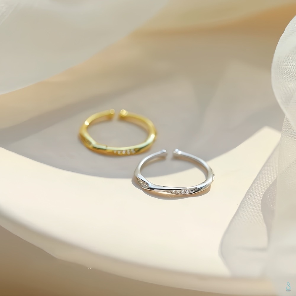 SUMMER 銀飾💫［925純銀］<心動軌跡>微鑲鑽戒 純銀戒指 純銀飾品-細節圖5