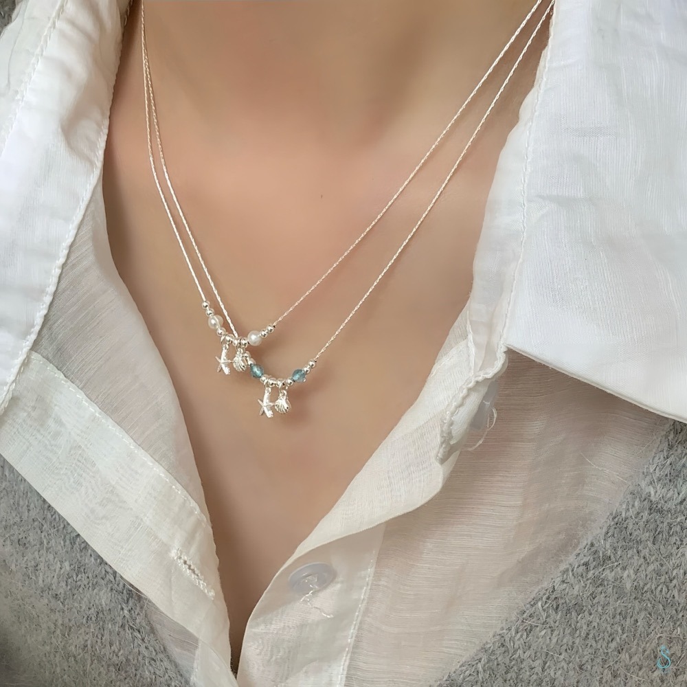 SUMMER韓 銀飾💫［925純銀］<仲夏拾光>海星&貝殼 純銀項鏈 純銀項鍊 純銀飾品-細節圖2