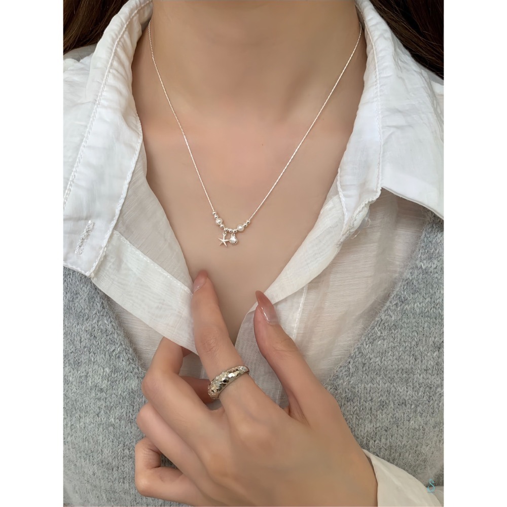 SUMMER韓 銀飾💫［925純銀］<仲夏拾光>海星&貝殼 純銀項鏈 純銀項鍊 純銀飾品-細節圖7