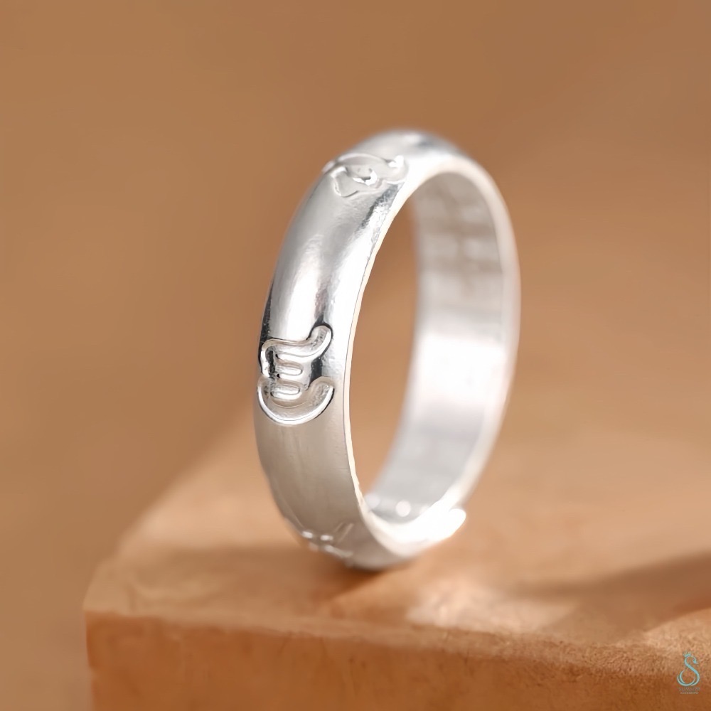 SUMMER 銀飾💫［S999足銀］六字箴言百福戒 男女可戴 吉祥 祈福 護身 保平安 純銀戒指 情侶對戒 純銀飾品-規格圖9