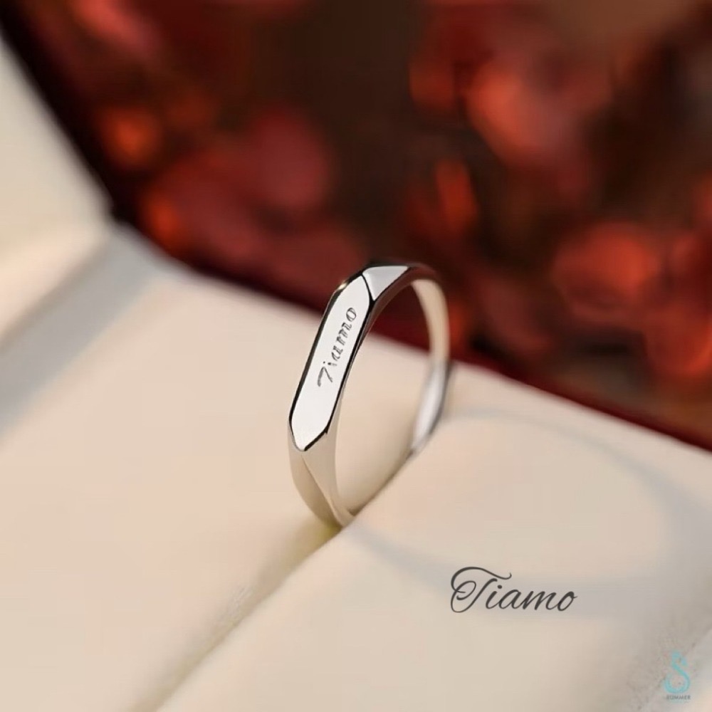 SUMMER 銀飾💫［925純銀］Tiamo【意大利語：我愛你（妳）】情侶對戒👩‍❤️‍👨  純銀戒指 情人節禮物-規格圖8