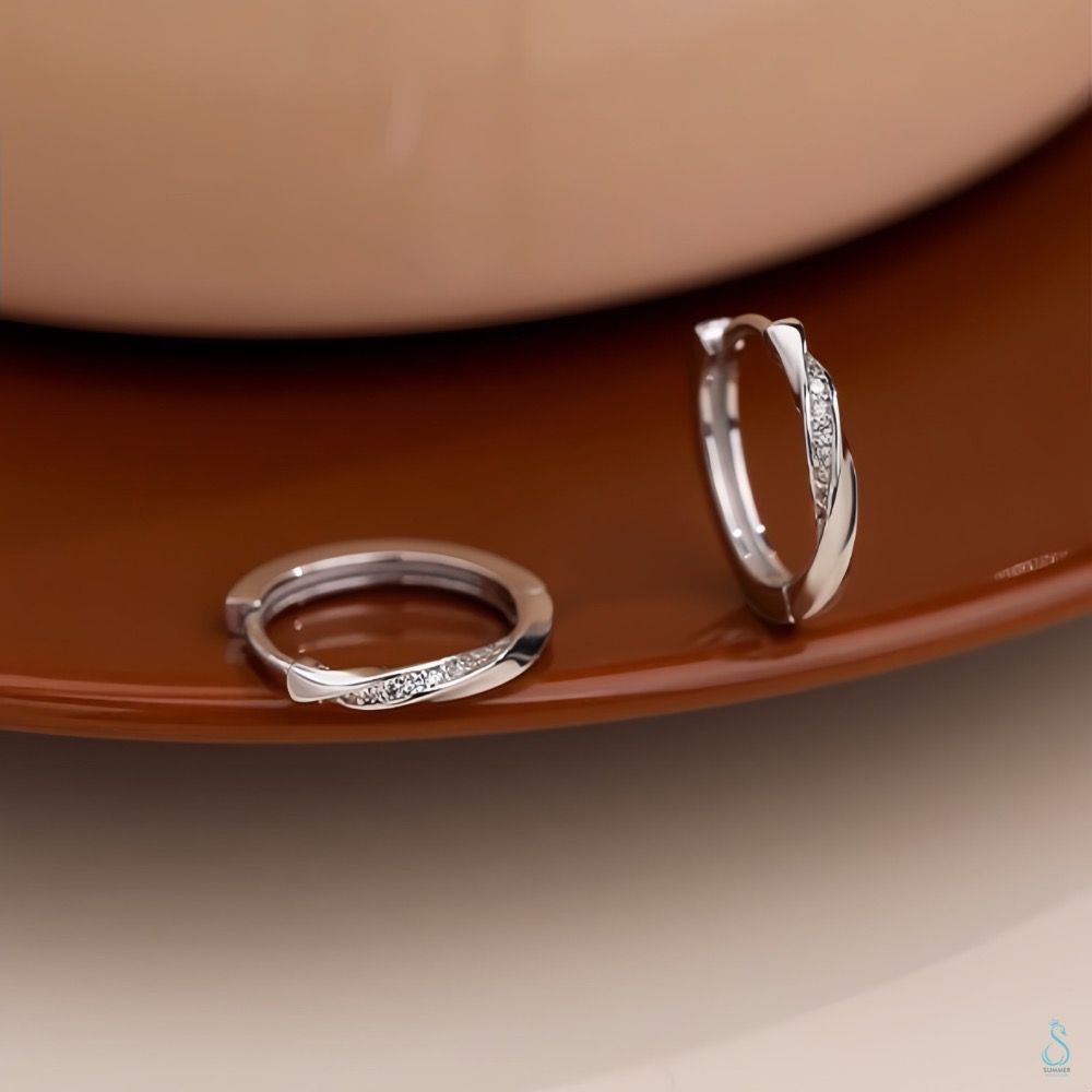 SUMMER 銀飾💫［925純銀］<流光之環> 純銀耳環 易扣式 耳扣耳環 純銀飾品-細節圖5