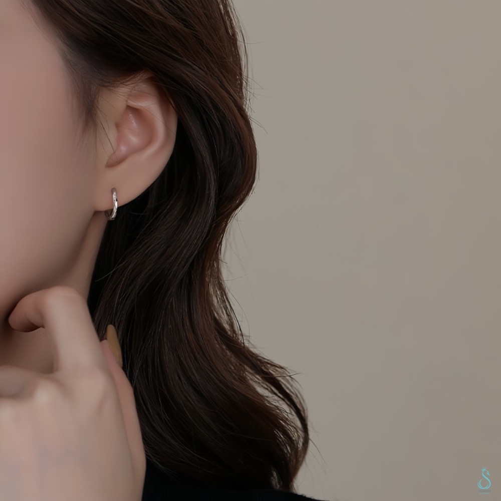 SUMMER 銀飾💫［925純銀］<流光之環> 純銀耳環 易扣式 耳扣耳環 純銀飾品-細節圖6