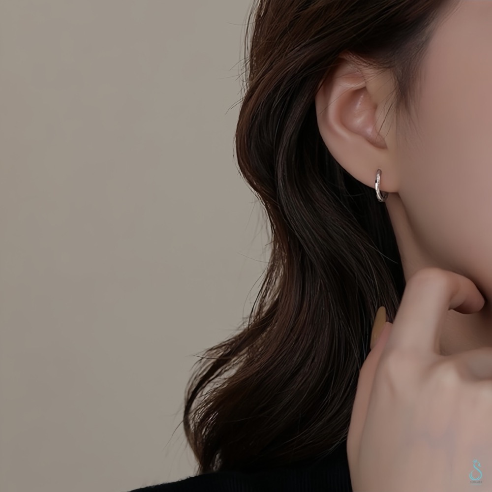 SUMMER 銀飾💫［925純銀］<流光之環> 純銀耳環 易扣式 耳扣耳環 純銀飾品-細節圖8