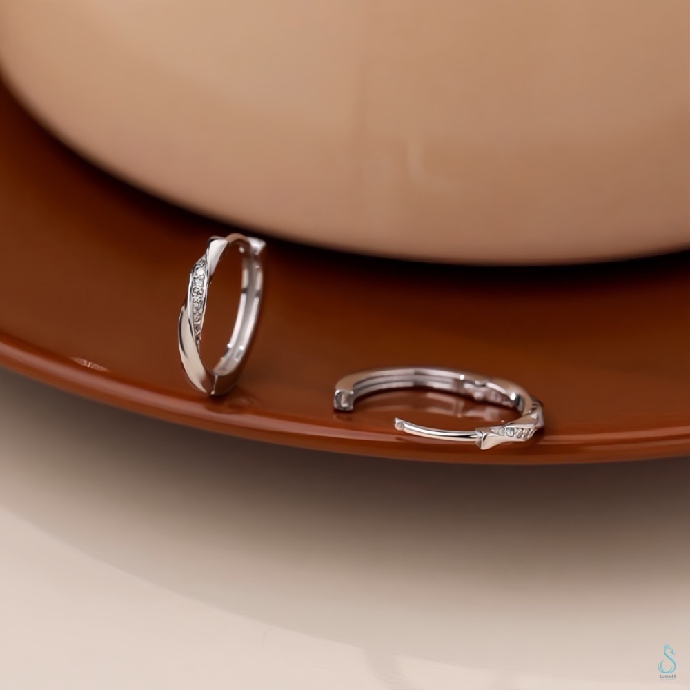 SUMMER 銀飾💫［925純銀］<流光之環> 純銀耳環 易扣式 耳扣耳環 純銀飾品-細節圖3