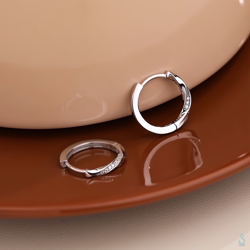 SUMMER 銀飾💫［925純銀］<流光之環> 純銀耳環 易扣式 耳扣耳環 純銀飾品-細節圖7