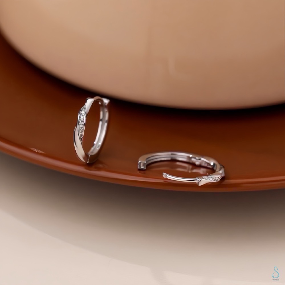 SUMMER 銀飾💫［925純銀］<流光之環> 純銀耳環 易扣式 耳扣耳環 純銀飾品-細節圖3