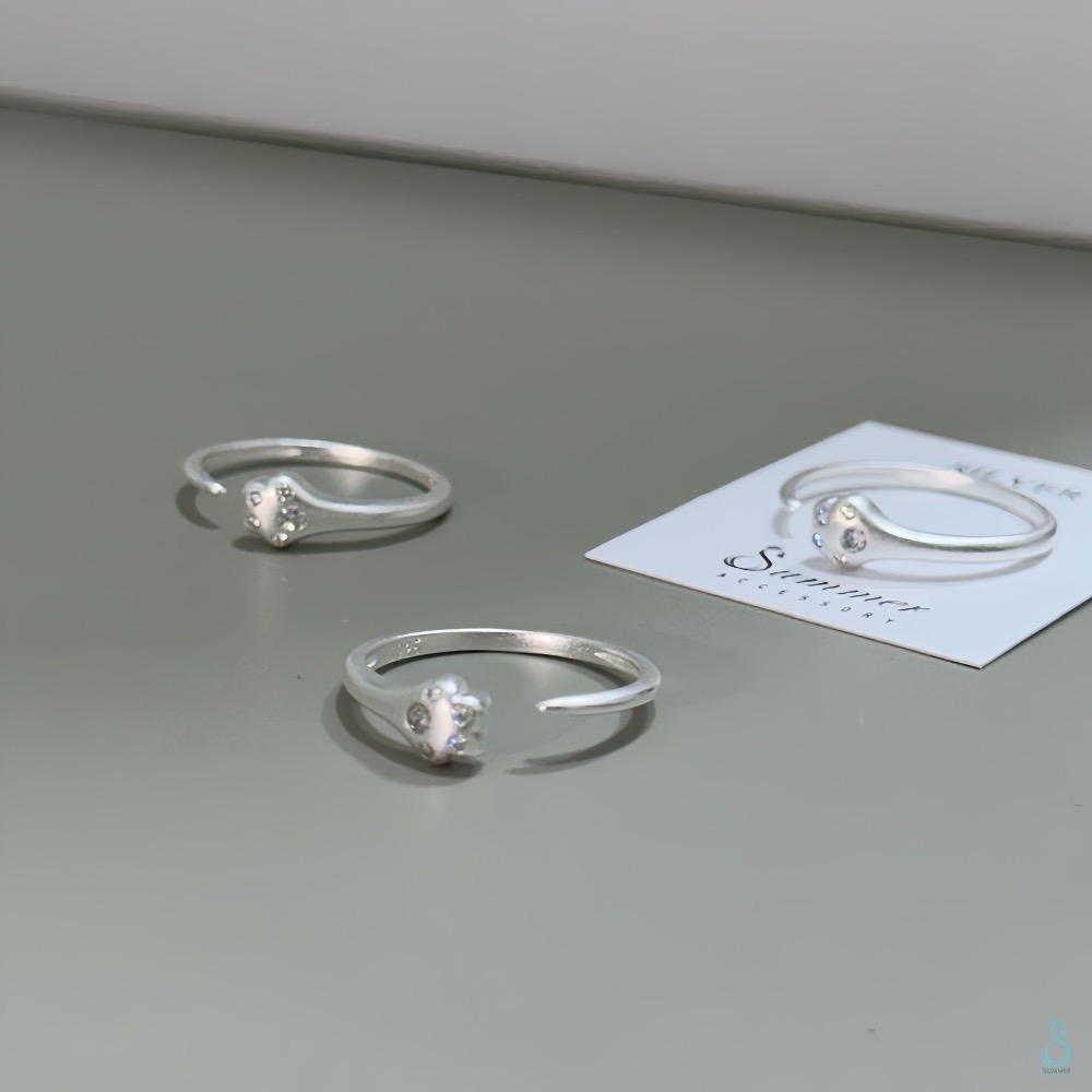 🐶🐱毛孩奴必備🫶SUMMER韓 銀飾💫［925純銀］超萌🤩療癒系毛孩<萌爪戒> 開口戒 純銀戒指 純銀飾品-細節圖2