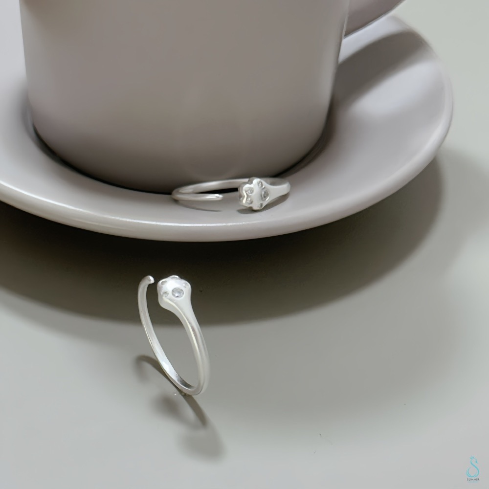 🐶🐱毛孩奴必備🫶SUMMER韓 銀飾💫［925純銀］超萌🤩療癒系毛孩<萌爪戒> 開口戒 純銀戒指 純銀飾品-細節圖4