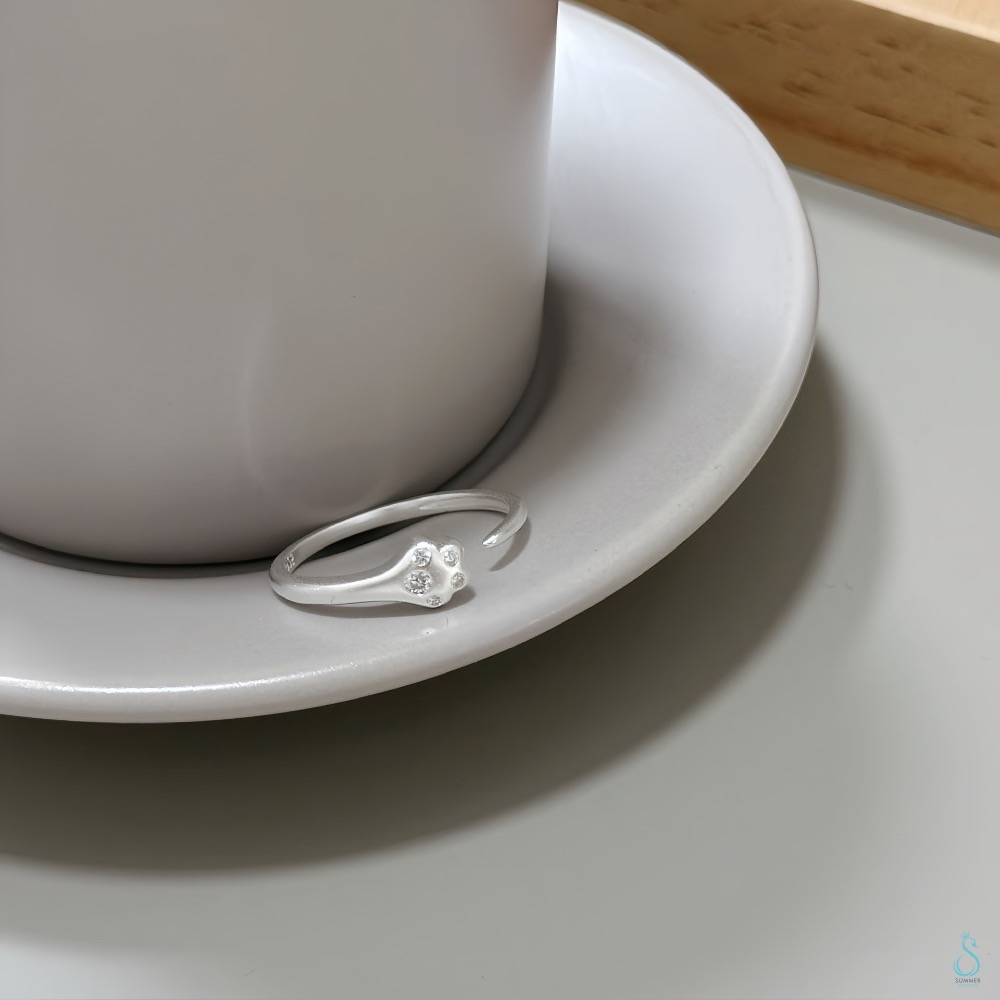 🐶🐱毛孩奴必備🫶SUMMER韓 銀飾💫［925純銀］超萌🤩療癒系毛孩<萌爪戒> 開口戒 純銀戒指 純銀飾品-細節圖5