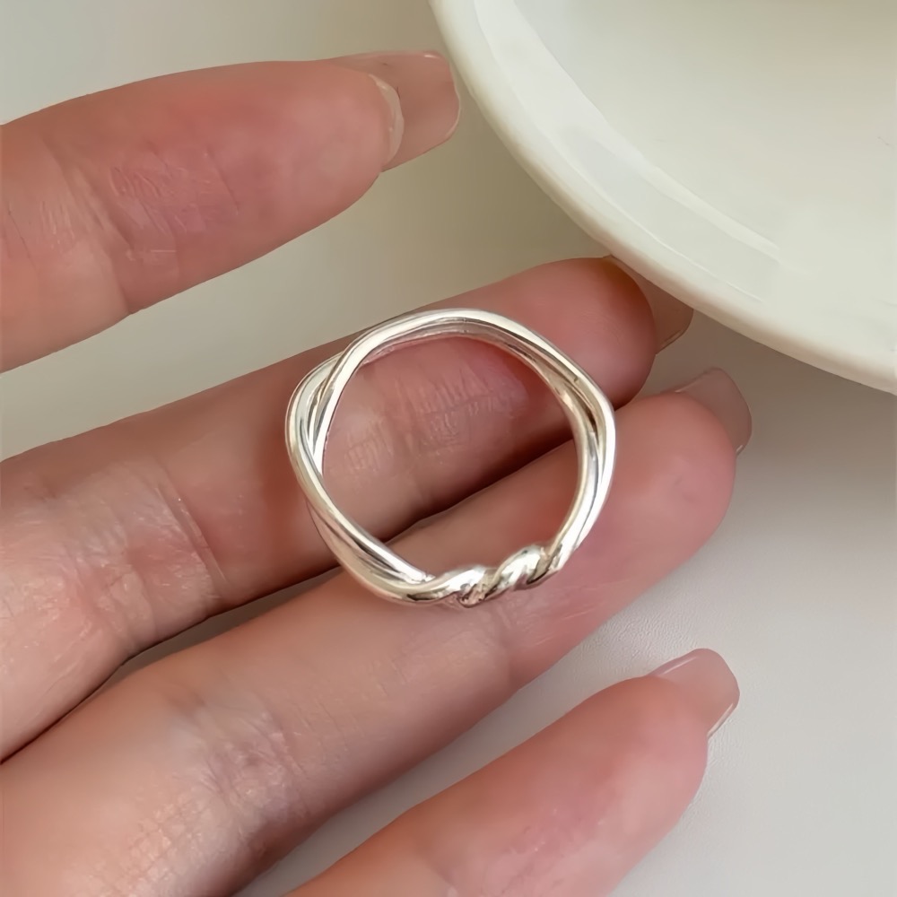 ✨限量訂製款✨SUMMER 銀飾💫［925純銀］<雙線扭結戒>固定戒圍/國際戒圍#11～#12 純銀戒指 純銀飾品-細節圖2