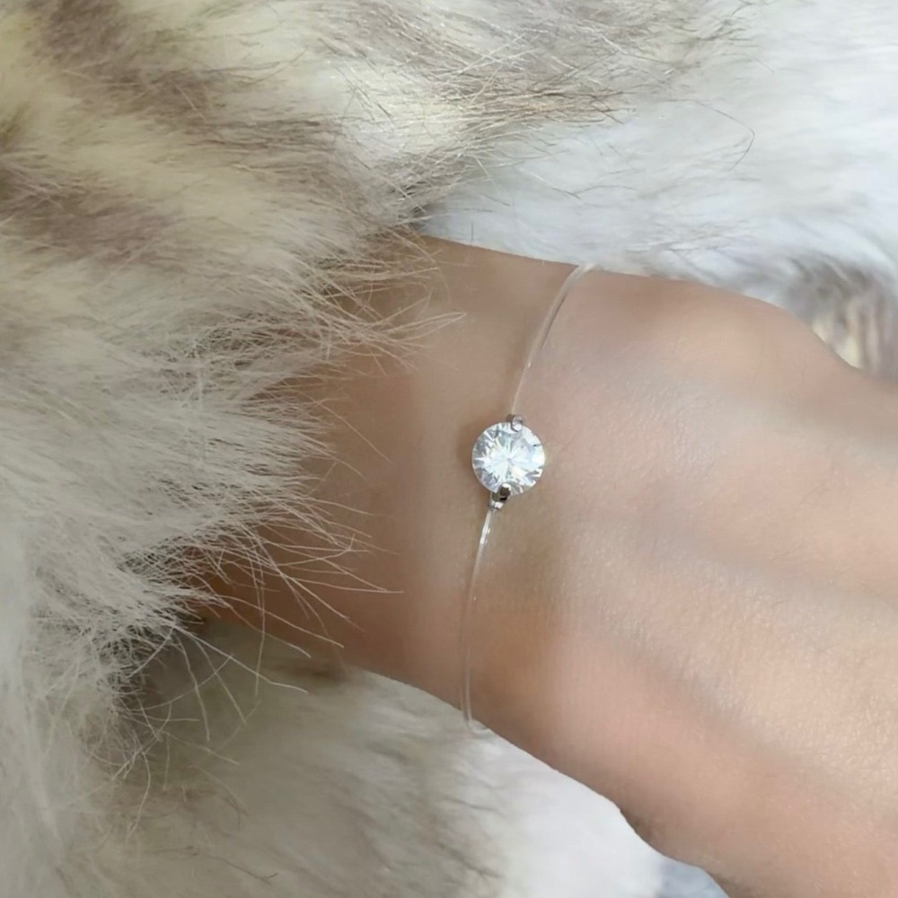 SUMMER 銀飾💫［925純銀］✨超閃5A鋯石✨隱形單鑽戒 手鏈 鑽戒 純銀戒指 純銀手鏈 人魚之淚 純銀飾品-細節圖4