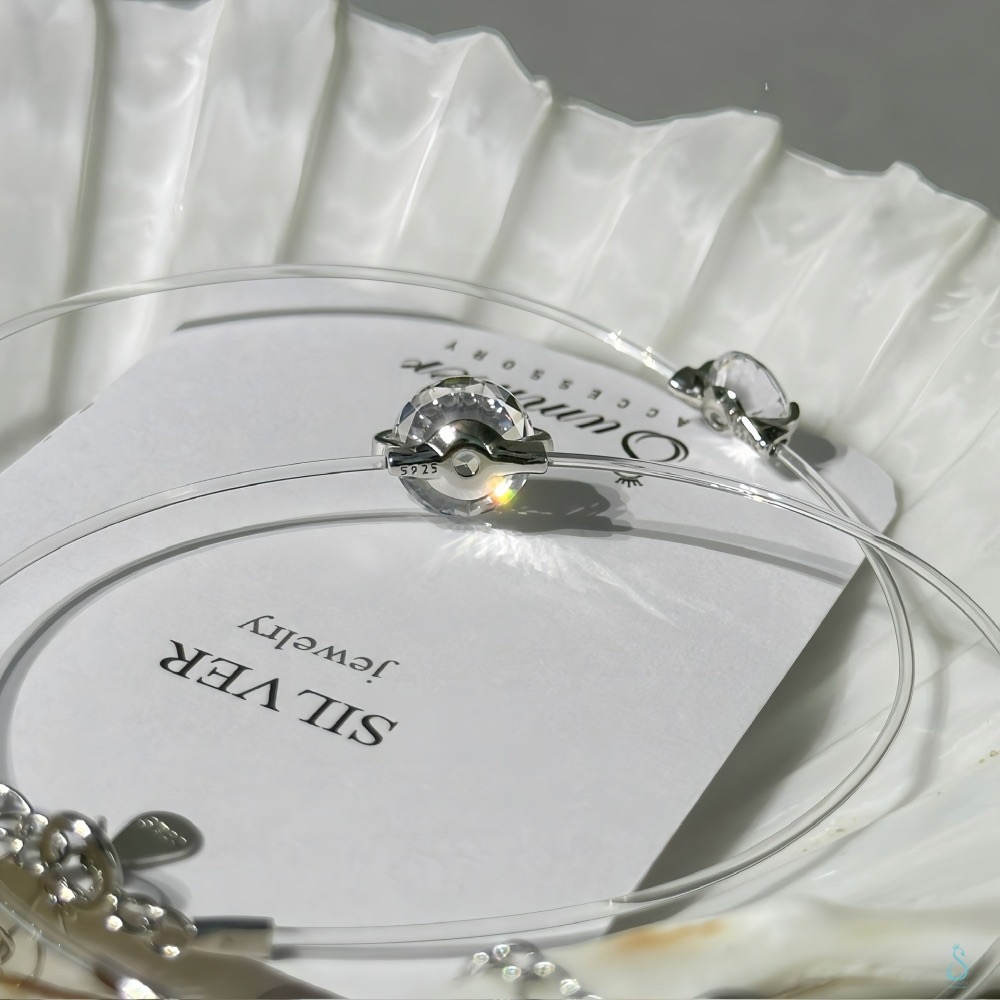 SUMMER 銀飾💫［925純銀］✨超閃5A鋯石✨隱形單鑽戒 手鏈 鑽戒 純銀戒指 純銀手鏈 人魚之淚 純銀飾品-細節圖8