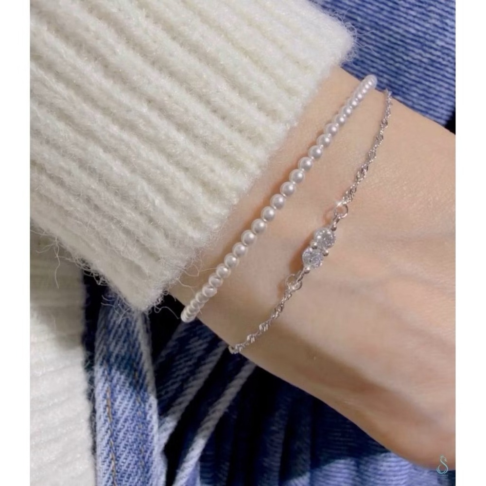 ✨不敗經典款 氣質秒升級✨SUMMER 銀飾💫［925純銀］晶鑽波光細鏈 純銀手鏈 正韓 鑲鑽 細手鏈 純銀飾品-細節圖6