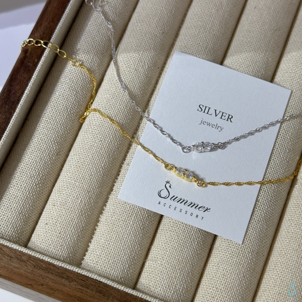 ✨不敗經典款 氣質秒升級✨SUMMER 銀飾💫［925純銀］晶鑽波光細鏈 純銀手鏈 正韓 鑲鑽 細手鏈 純銀飾品-細節圖8