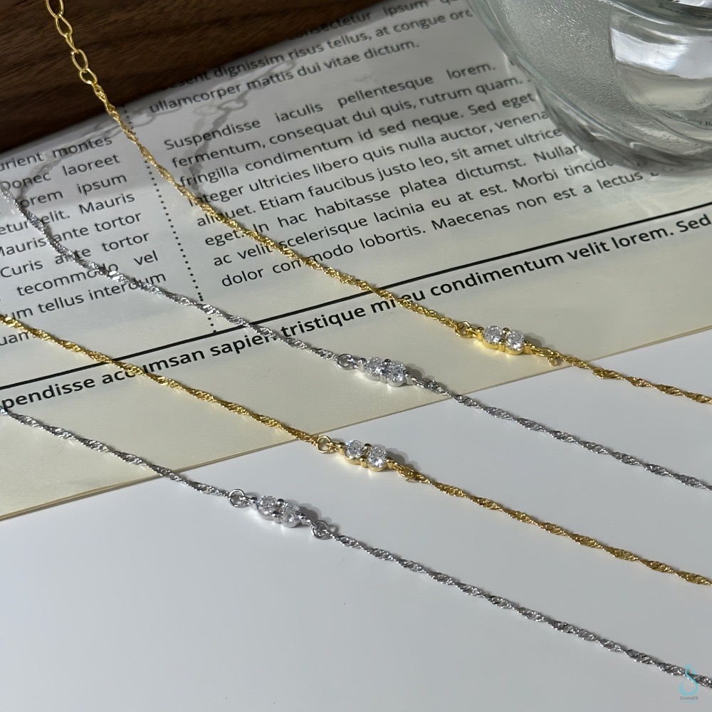 ✨不敗經典款 氣質秒升級✨SUMMER 銀飾💫［925純銀］晶鑽波光細鏈 純銀手鏈 正韓 鑲鑽 細手鏈 純銀飾品-細節圖2