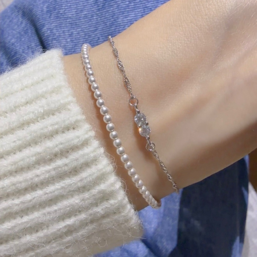 ✨不敗經典款 氣質秒升級✨SUMMER 銀飾💫［925純銀］晶鑽波光細鏈 純銀手鏈 正韓 鑲鑽 細手鏈 純銀飾品-細節圖3