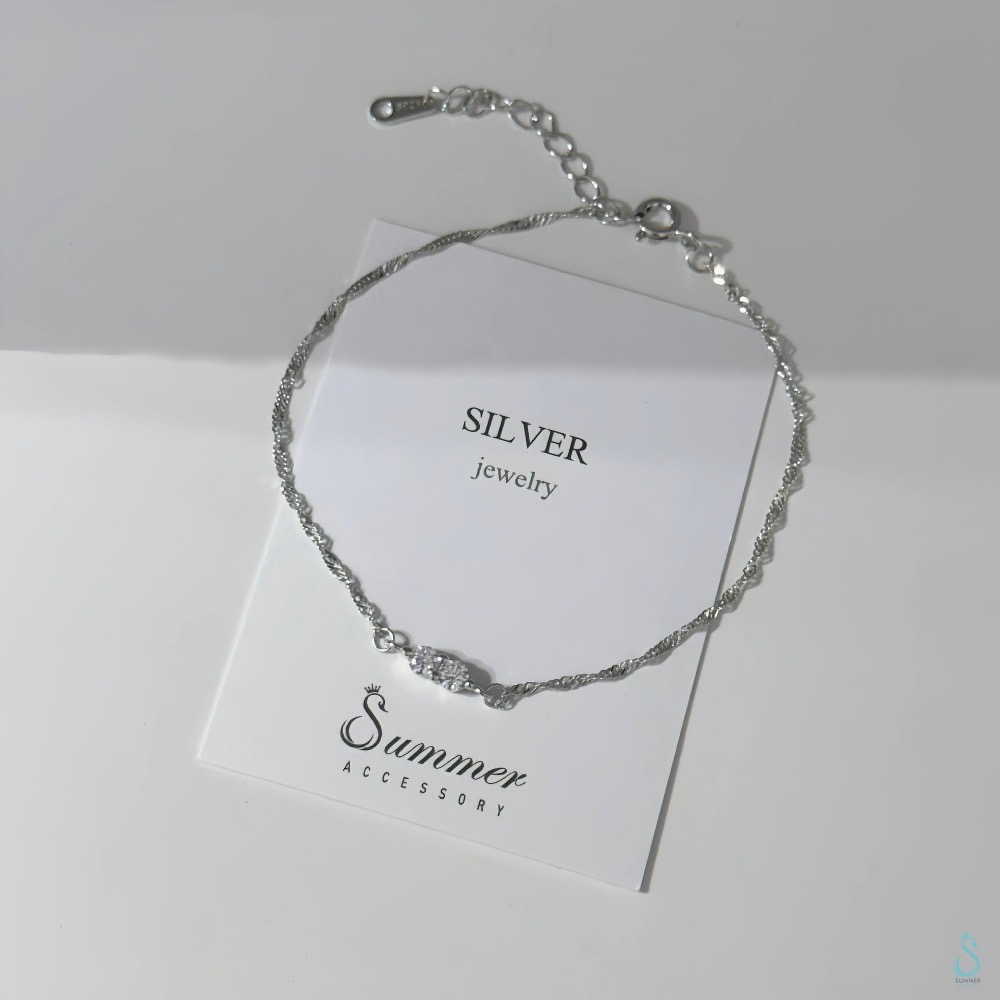 ✨不敗經典款 氣質秒升級✨SUMMER 銀飾💫［925純銀］晶鑽波光細鏈 純銀手鏈 正韓 鑲鑽 細手鏈 純銀飾品-規格圖9