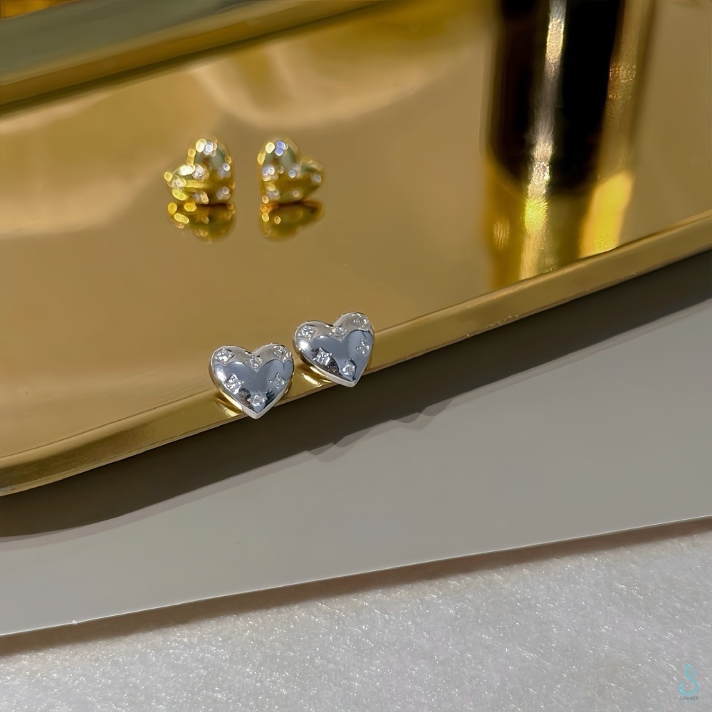 一戴就有感 💛🤍SUMMER 銀飾💫［925純銀］微閃甜心 純銀耳環 愛心耳環 甜美 鑲鑽 正韓 純銀飾品-細節圖5