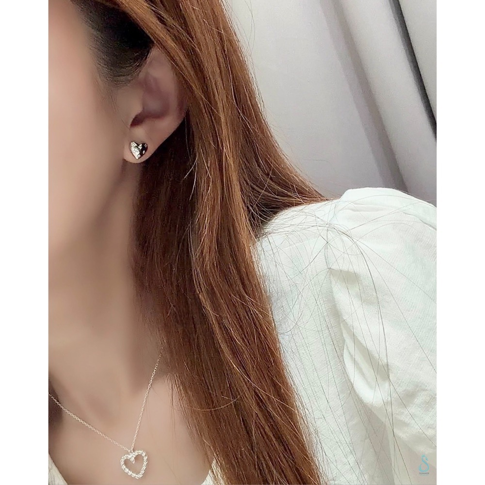 一戴就有感 💛🤍SUMMER 銀飾💫［925純銀］微閃甜心 純銀耳環 愛心耳環 甜美 鑲鑽 正韓 純銀飾品-細節圖8