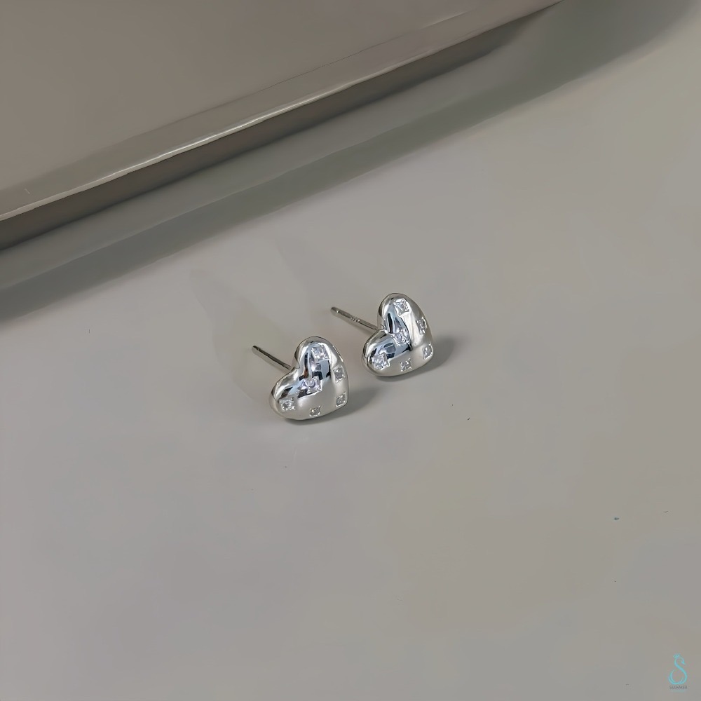 一戴就有感 💛🤍SUMMER 銀飾💫［925純銀］微閃甜心 純銀耳環 愛心耳環 甜美 鑲鑽 正韓 純銀飾品-規格圖9