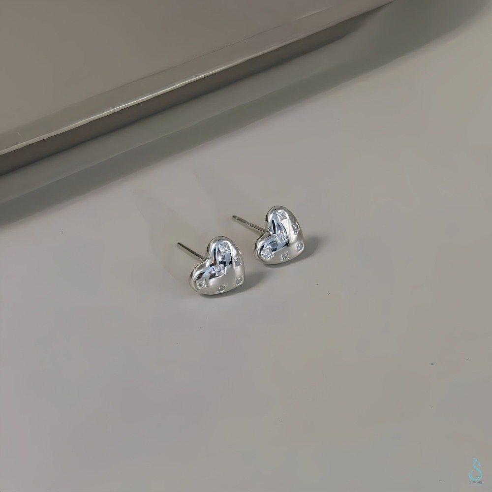 一戴就有感 💛🤍SUMMER 銀飾💫［925純銀］微閃甜心 純銀耳環 愛心耳環 甜美 鑲鑽 正韓 純銀飾品-規格圖9