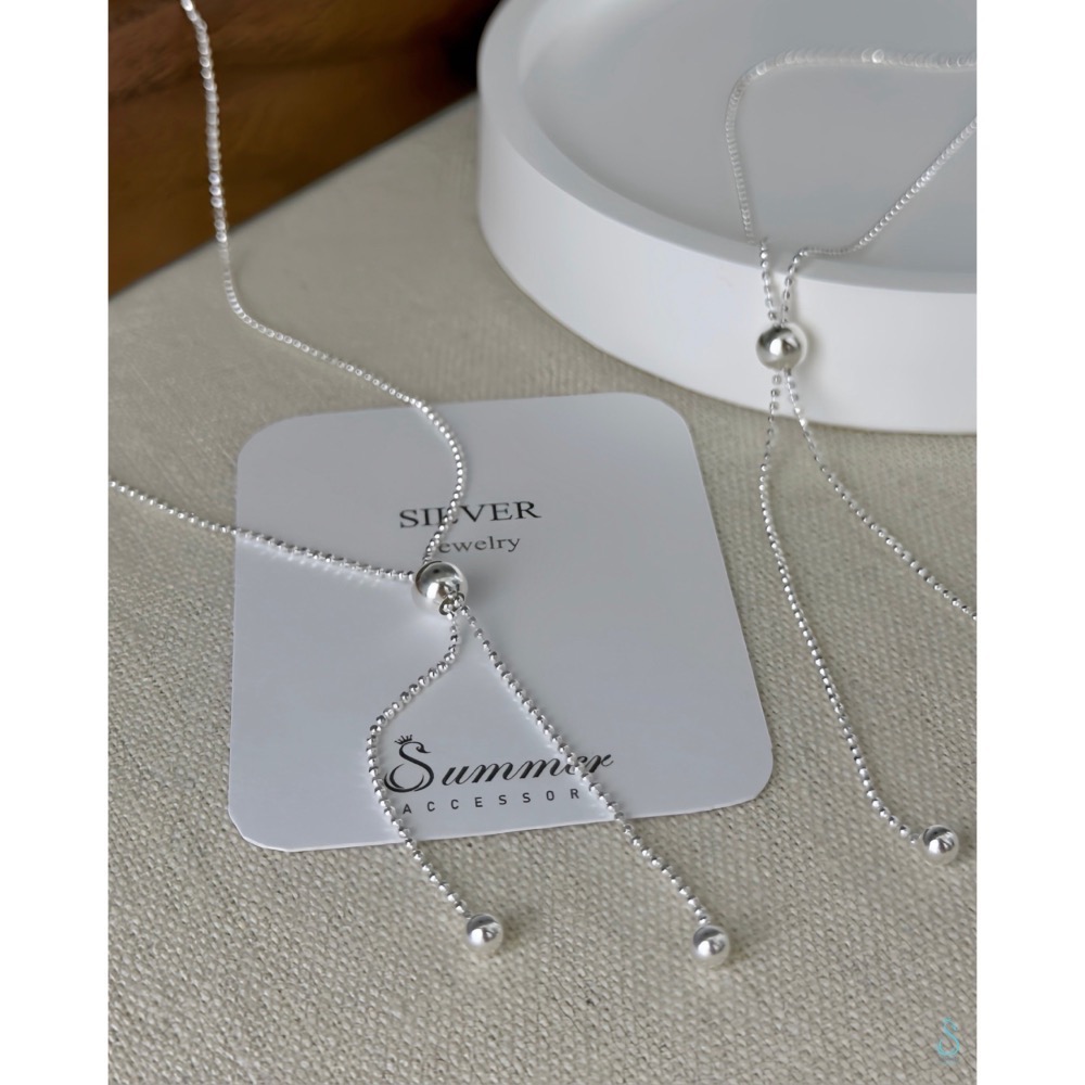 ✨一鍊多戴・百搭造型 ✨ SUMMER 銀飾💫［925純銀］光感鑽切Y字鏈 毛衣鏈 正韓 可調長項鏈 純銀項鍊 銀飾-細節圖4