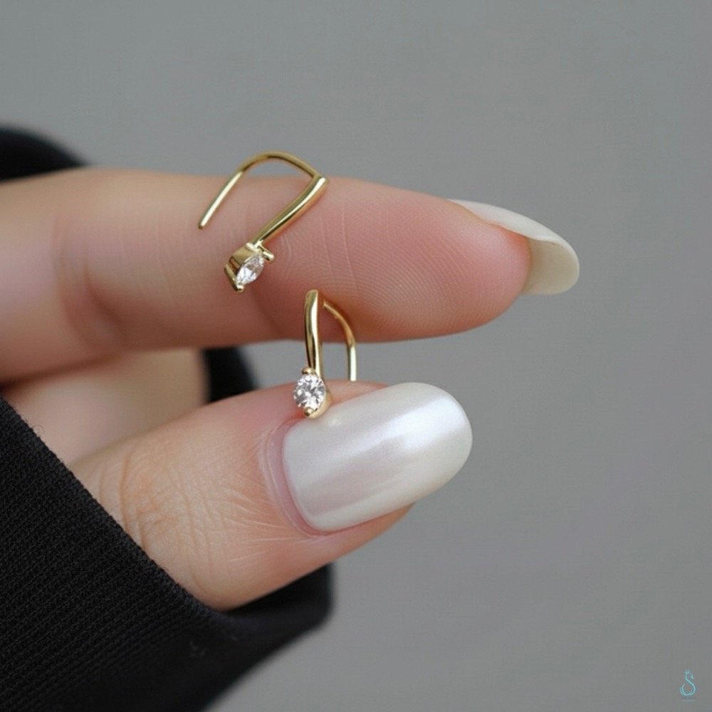SUMMER韓 銀飾💫［925純銀］簡約百搭單鑽耳勾耳環 超閃圓鑽耳環 正韓 純銀耳環 純銀飾品-細節圖7