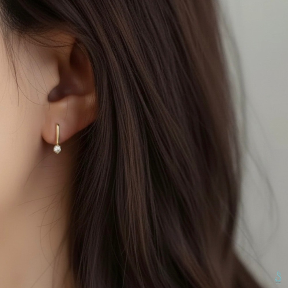 SUMMER韓 銀飾💫［925純銀］簡約百搭單鑽耳勾耳環 超閃圓鑽耳環 正韓 純銀耳環 純銀飾品-規格圖9