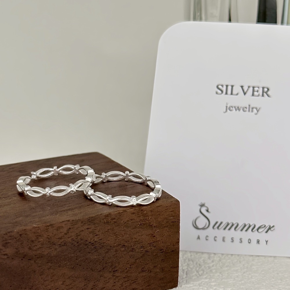 SUMMER 銀飾💫［925純銀］簡約交錯編織戒 招財防小人尾戒 純銀尾戒 純銀戒指 純銀飾品-細節圖2