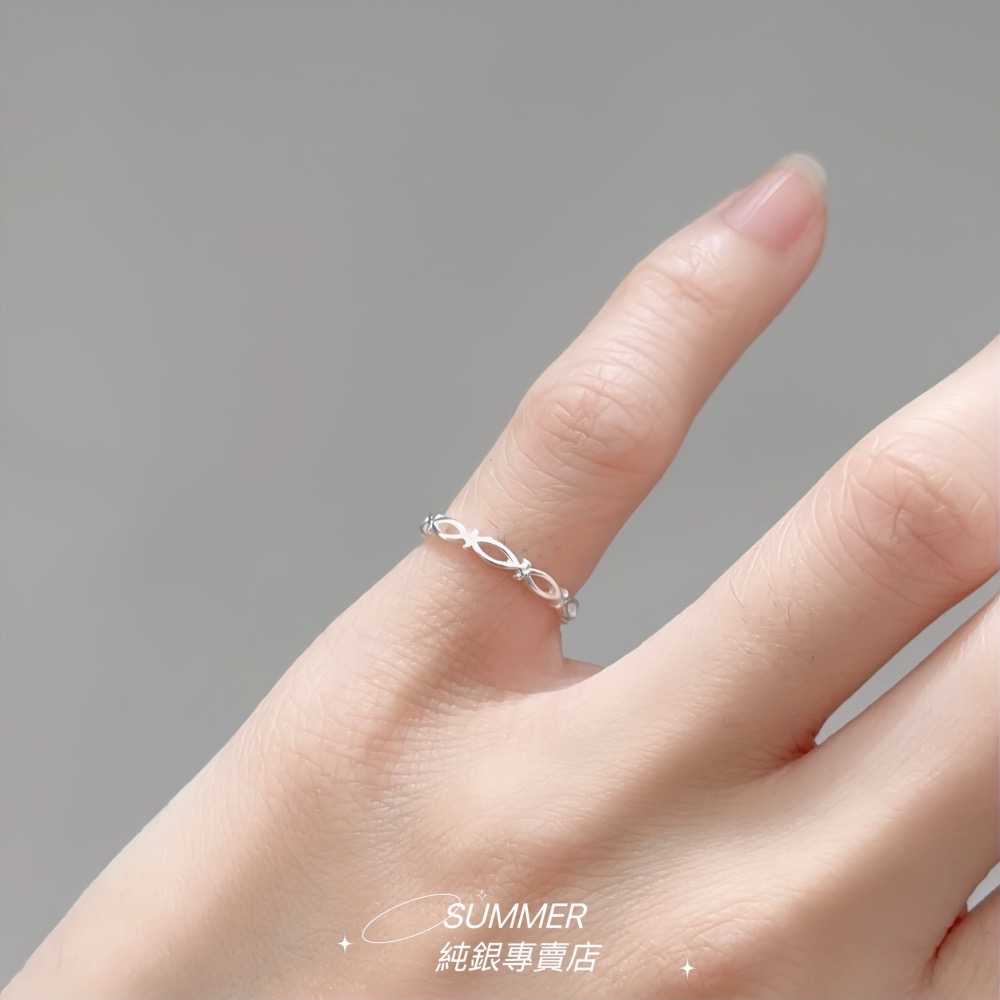 SUMMER 銀飾💫［925純銀］簡約交錯編織戒 招財防小人尾戒 純銀尾戒 純銀戒指 純銀飾品-細節圖3