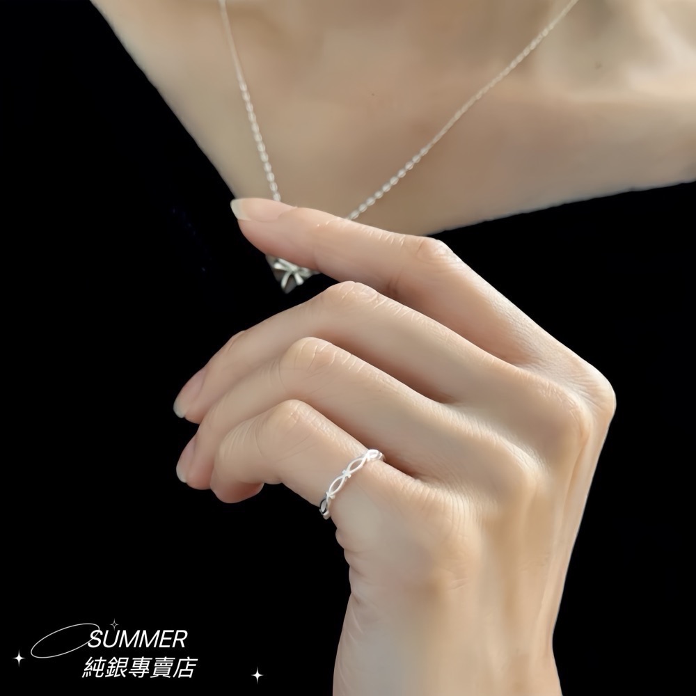 SUMMER 銀飾💫［925純銀］簡約交錯編織戒 招財防小人尾戒 純銀尾戒 純銀戒指 純銀飾品-細節圖6