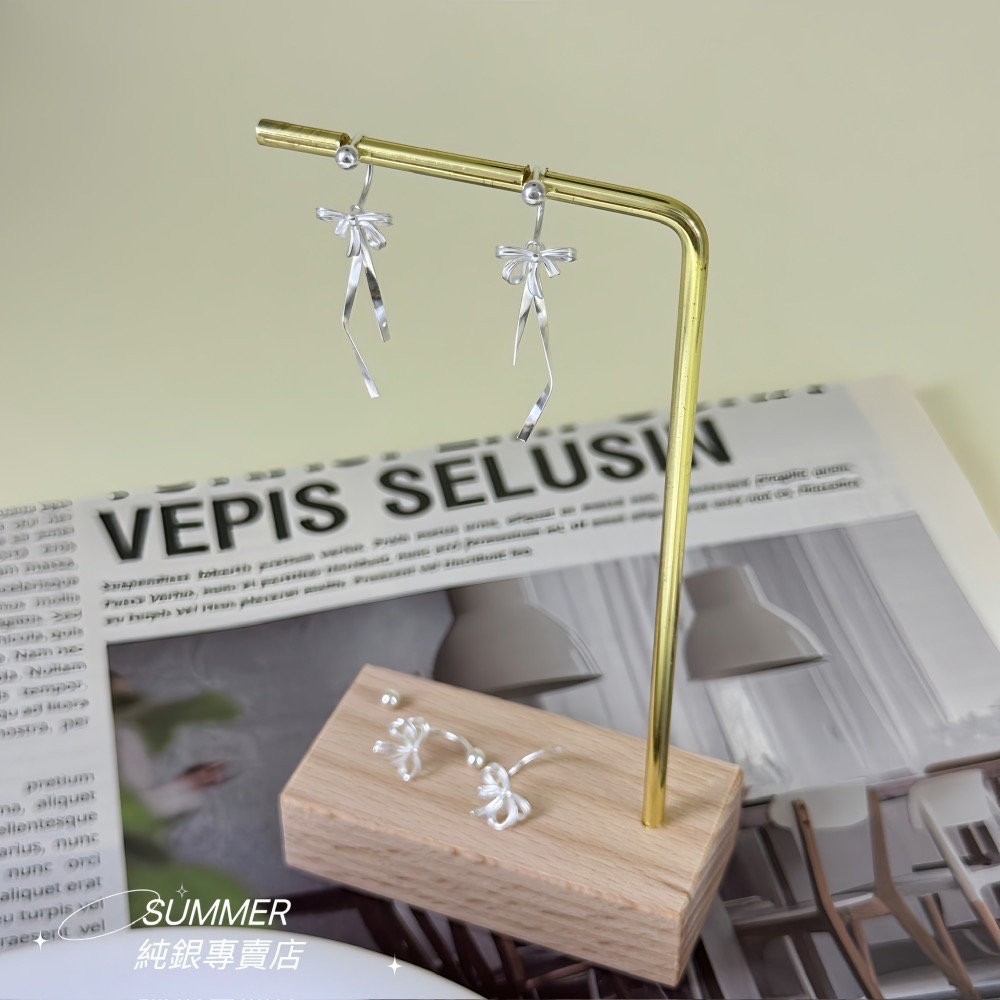SUMMER韓 銀飾💫［925純銀］氣質甜美 立體蝴蝶結銀絲流蘇 鎖珠式耳環 長耳環 流蘇垂墜耳環 純銀耳環-細節圖7