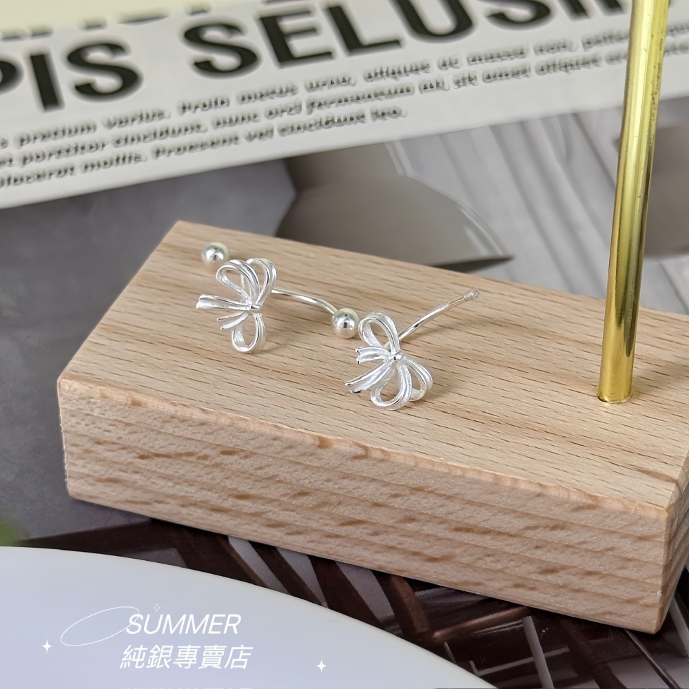 SUMMER韓 銀飾💫［925純銀］氣質甜美 立體蝴蝶結銀絲流蘇 鎖珠式耳環 長耳環 流蘇垂墜耳環 純銀耳環-細節圖8