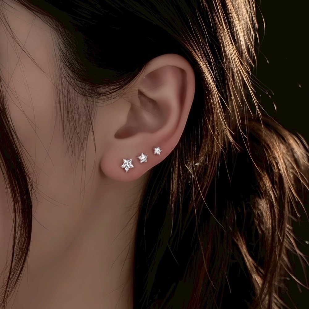 SUMMER 銀飾💫［999足銀］爆閃星鑽 免耳堵輕鬆秒戴 洗澡睡覺不用摘（一對優惠價）養耳棒不過敏 純銀耳環-細節圖9