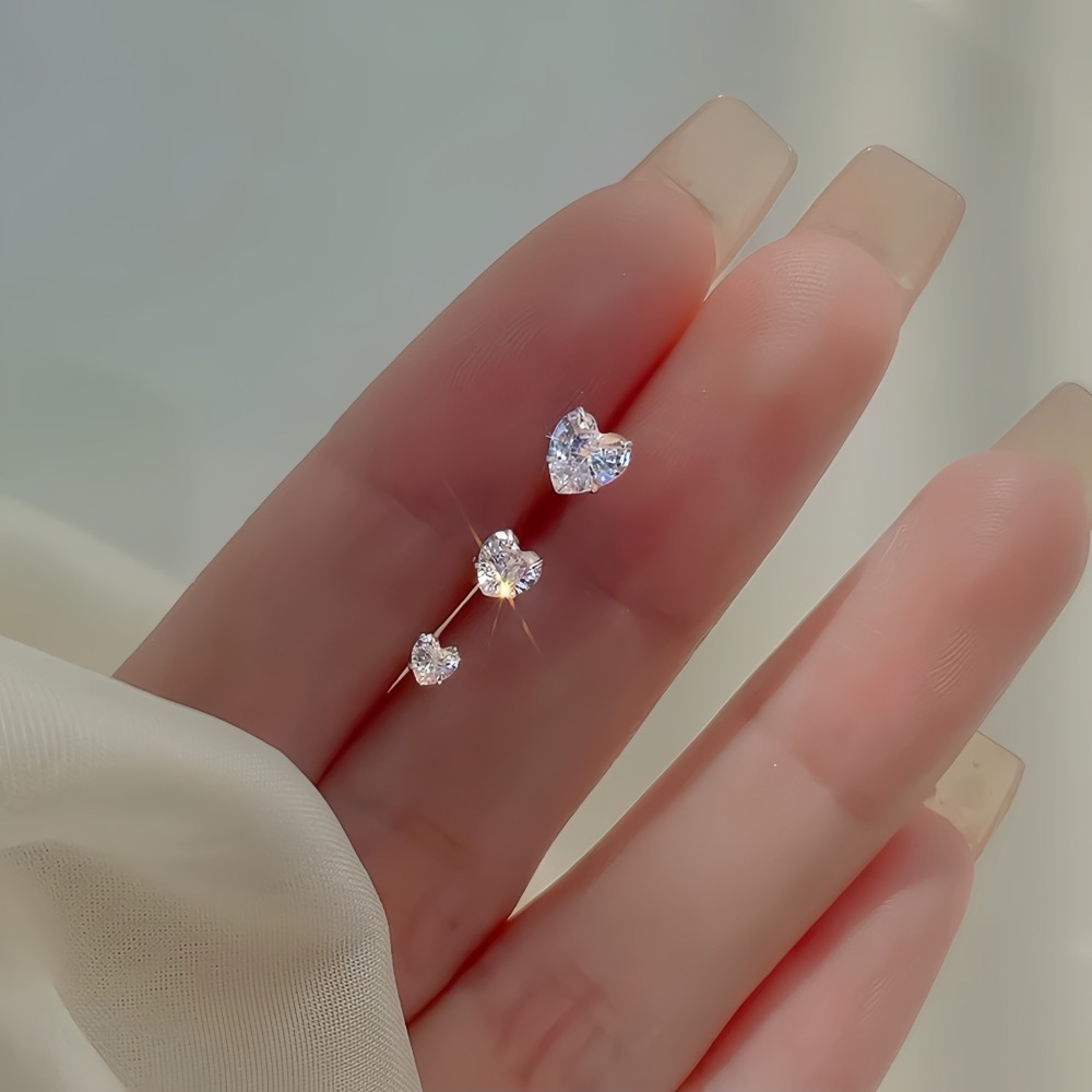 SUMMER 銀飾💫［S999足銀］💛純銀養耳棒《一對優惠價》防過敏 心形鑽 愛心鑽 純銀耳環 純銀飾品-細節圖2