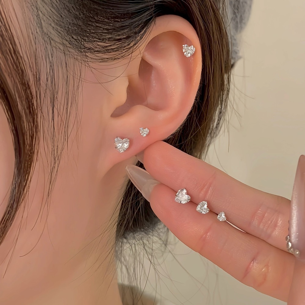 SUMMER 銀飾💫［S999足銀］💛純銀養耳棒《一對優惠價》防過敏 心形鑽 愛心鑽 純銀耳環 純銀飾品-細節圖6