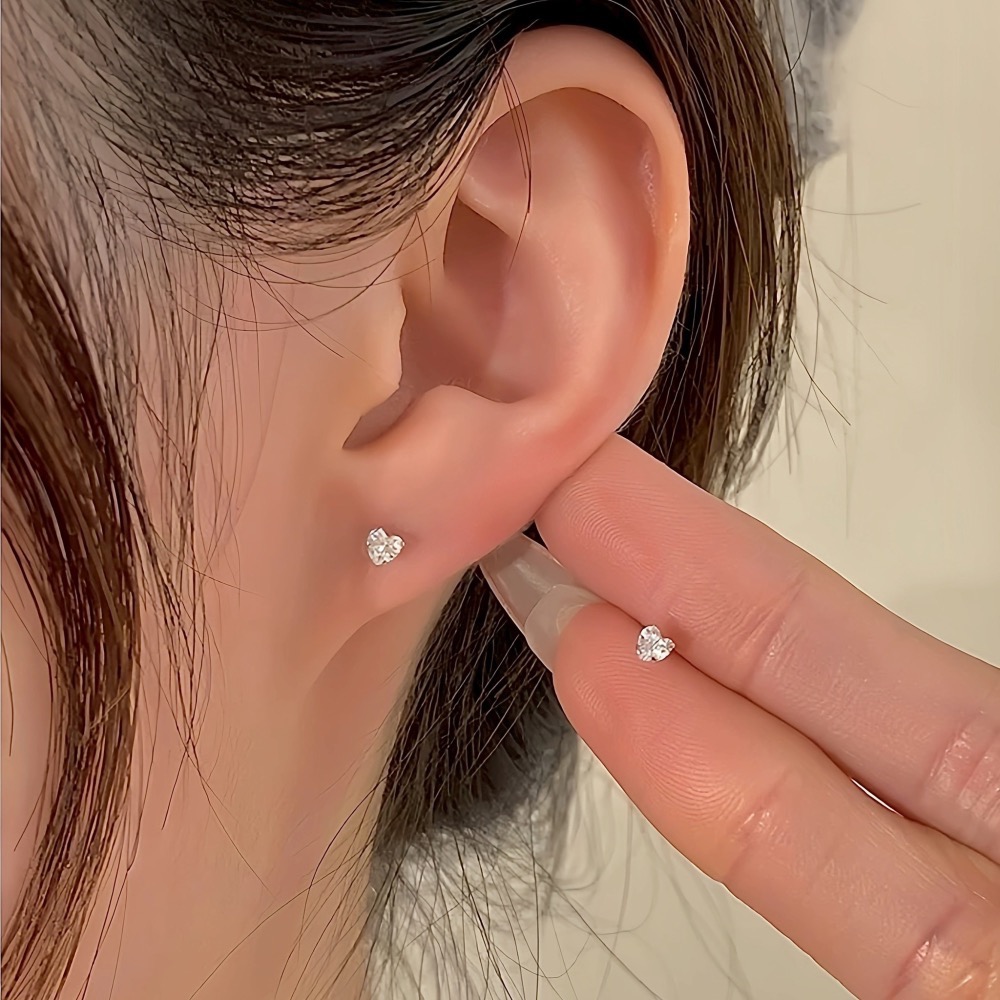 SUMMER 銀飾💫［S999足銀］💛純銀養耳棒《一對優惠價》防過敏 心形鑽 愛心鑽 純銀耳環 純銀飾品-細節圖8