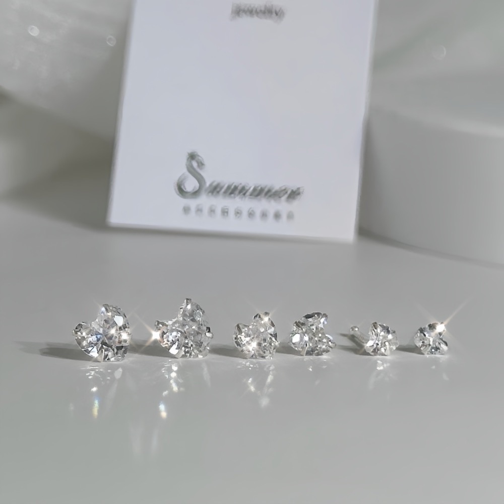 SUMMER 銀飾💫［S999足銀］💛純銀養耳棒《一對優惠價》防過敏 心形鑽 愛心鑽 純銀耳環 純銀飾品-細節圖4