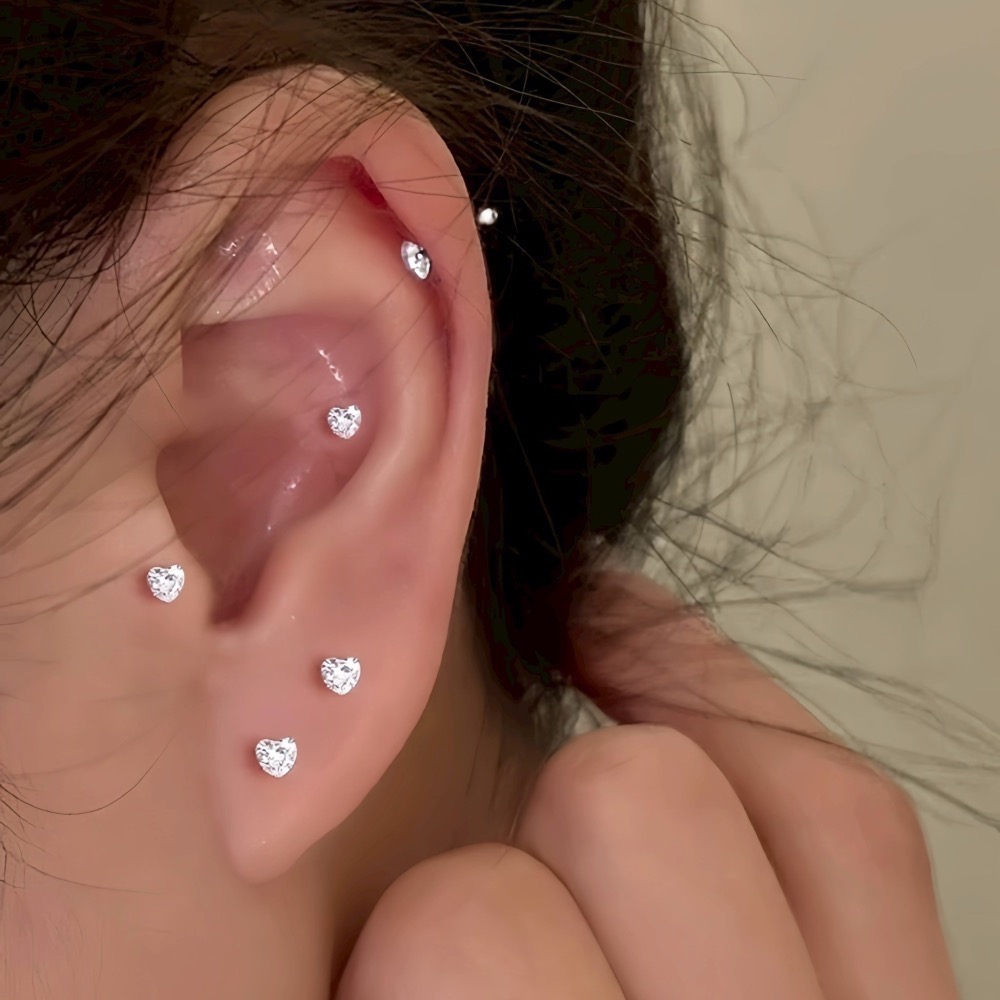 SUMMER 銀飾💫［S999足銀］💛純銀養耳棒《一對優惠價》防過敏 心形鑽 愛心鑽 純銀耳環 純銀飾品-細節圖5