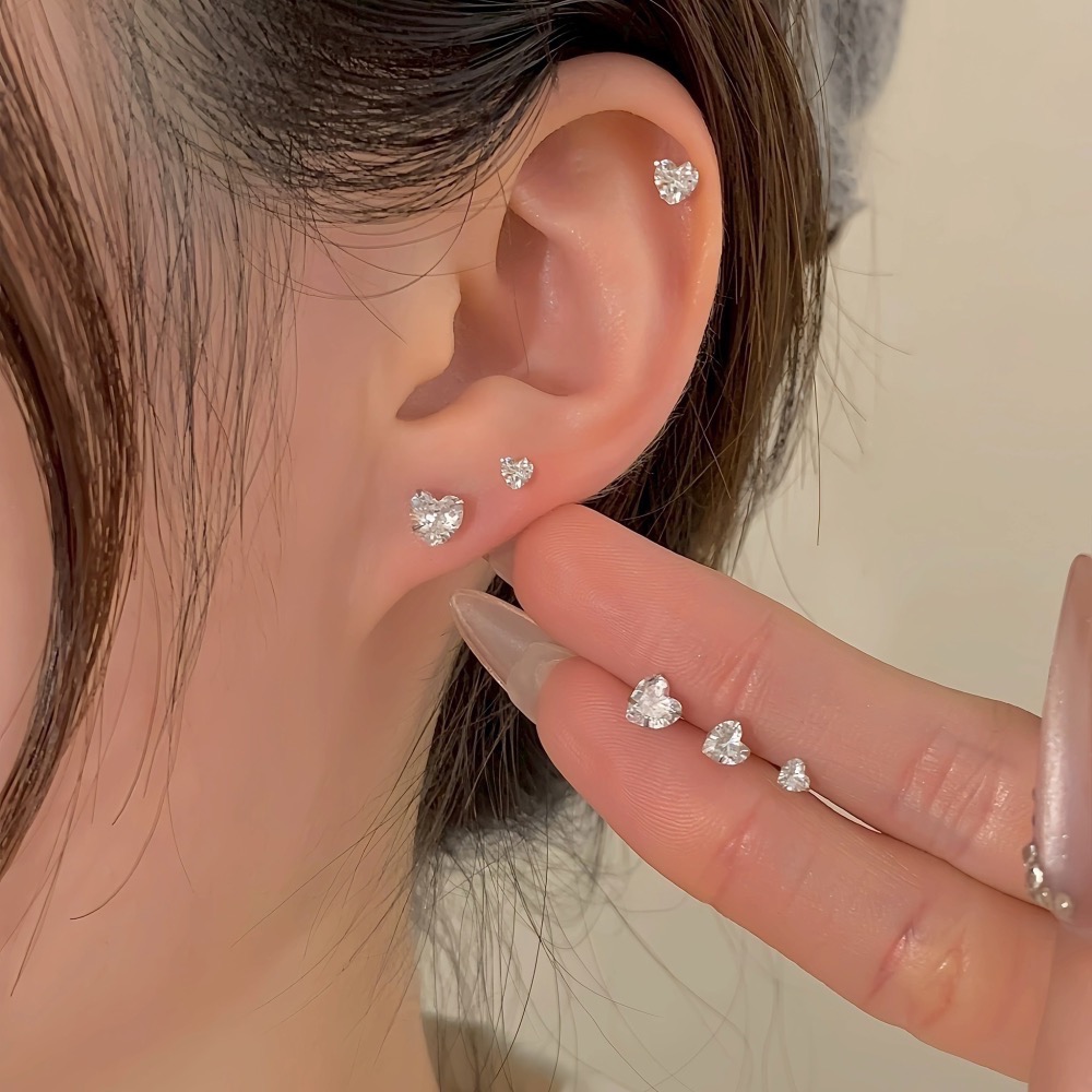 SUMMER 銀飾💫［S999足銀］💛純銀養耳棒《一對優惠價》防過敏 心形鑽 愛心鑽 純銀耳環 純銀飾品-細節圖6