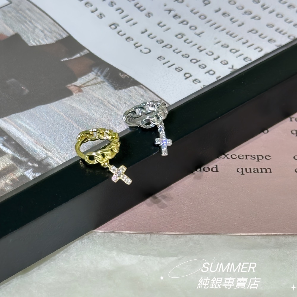 SUMMER韓 銀飾💫［925純銀］迷你貼耳 十字架麻花耳環 迷你耳骨環 正韓 耳骨耳環 純銀耳環 純銀飾品-細節圖2