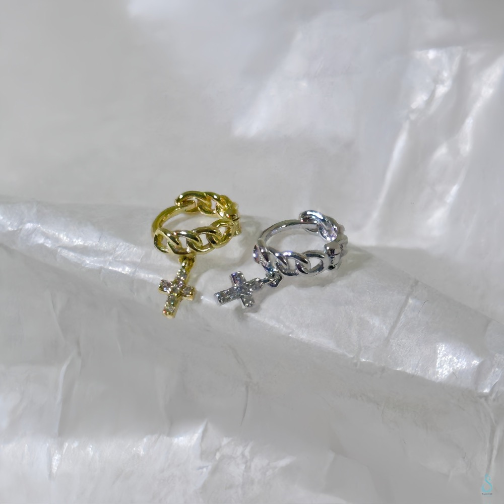 SUMMER韓 銀飾💫［925純銀］迷你貼耳 十字架麻花耳環 迷你耳骨環 正韓 耳骨耳環 純銀耳環 純銀飾品-細節圖4