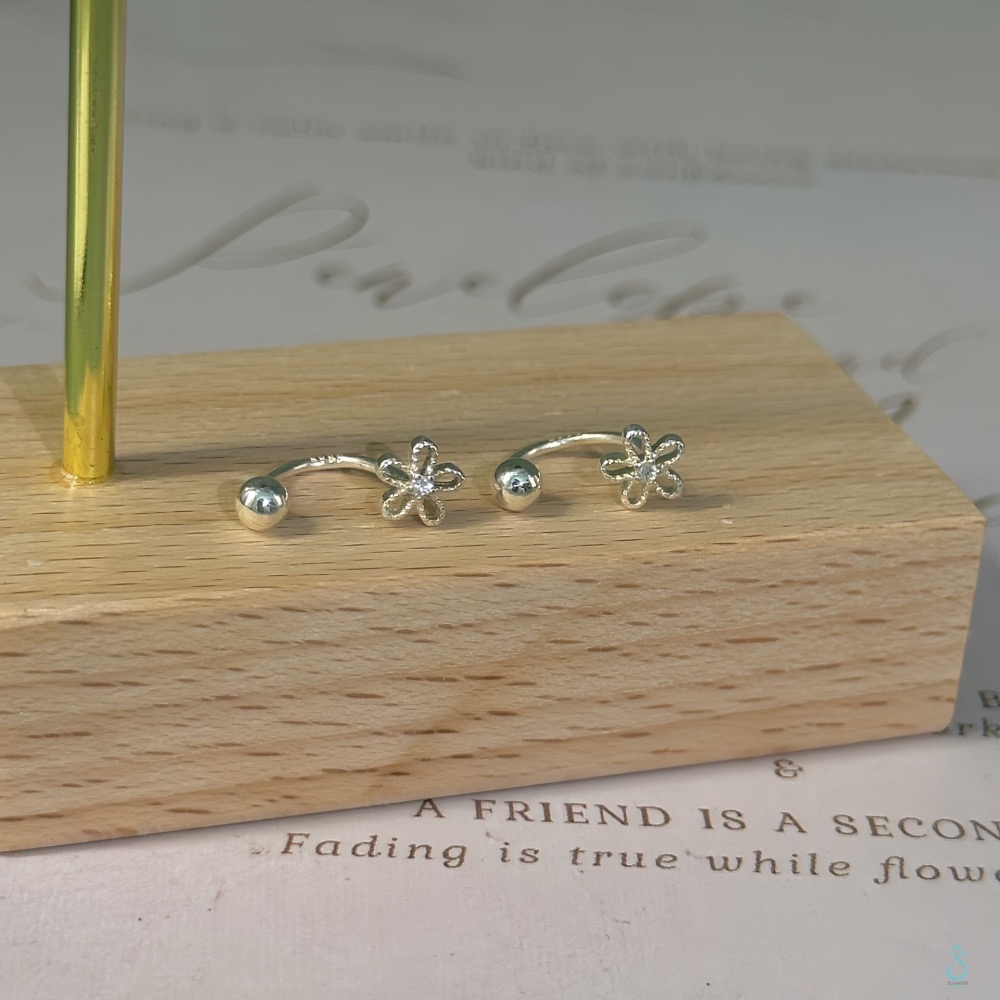 SUMMER 銀飾💫［999足銀］花朵流蘇轉珠耳環 <可三種佩戴方法>鎖珠式耳環 養耳 純銀耳環 純銀飾品-細節圖5