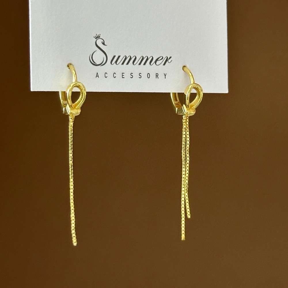 SUMMER 銀飾💫［925純銀］簡約流線耳環 易扣式 修飾小V臉 流蘇耳扣耳環 純銀耳環 純銀飾品-細節圖7